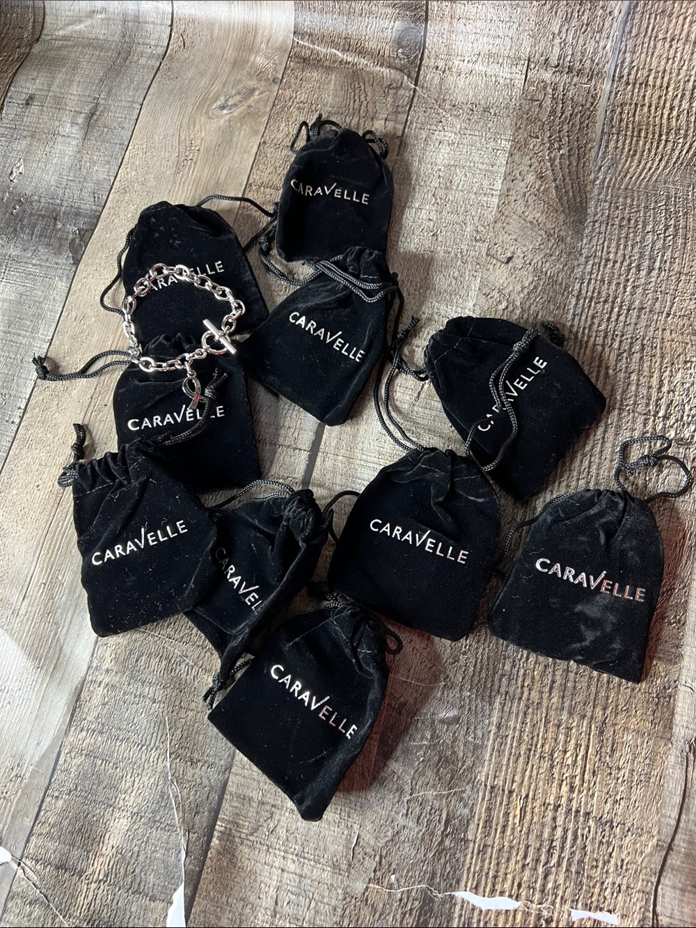 Caravelle Silver-Tone Chain Bracelet with Cancer Awereness Ribbon Charm 10 pcs
